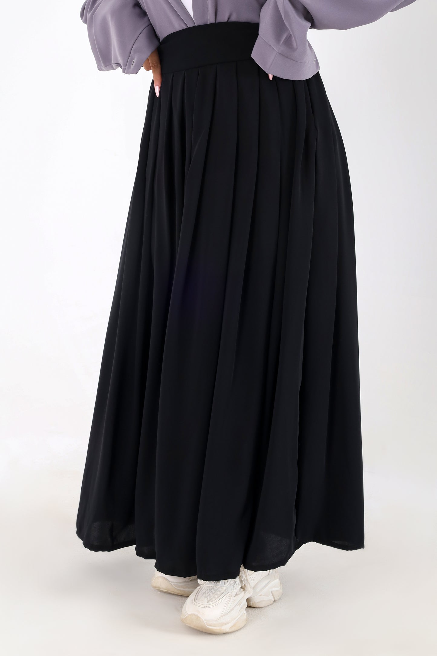 Flowy Black Silky Crepe Skirt