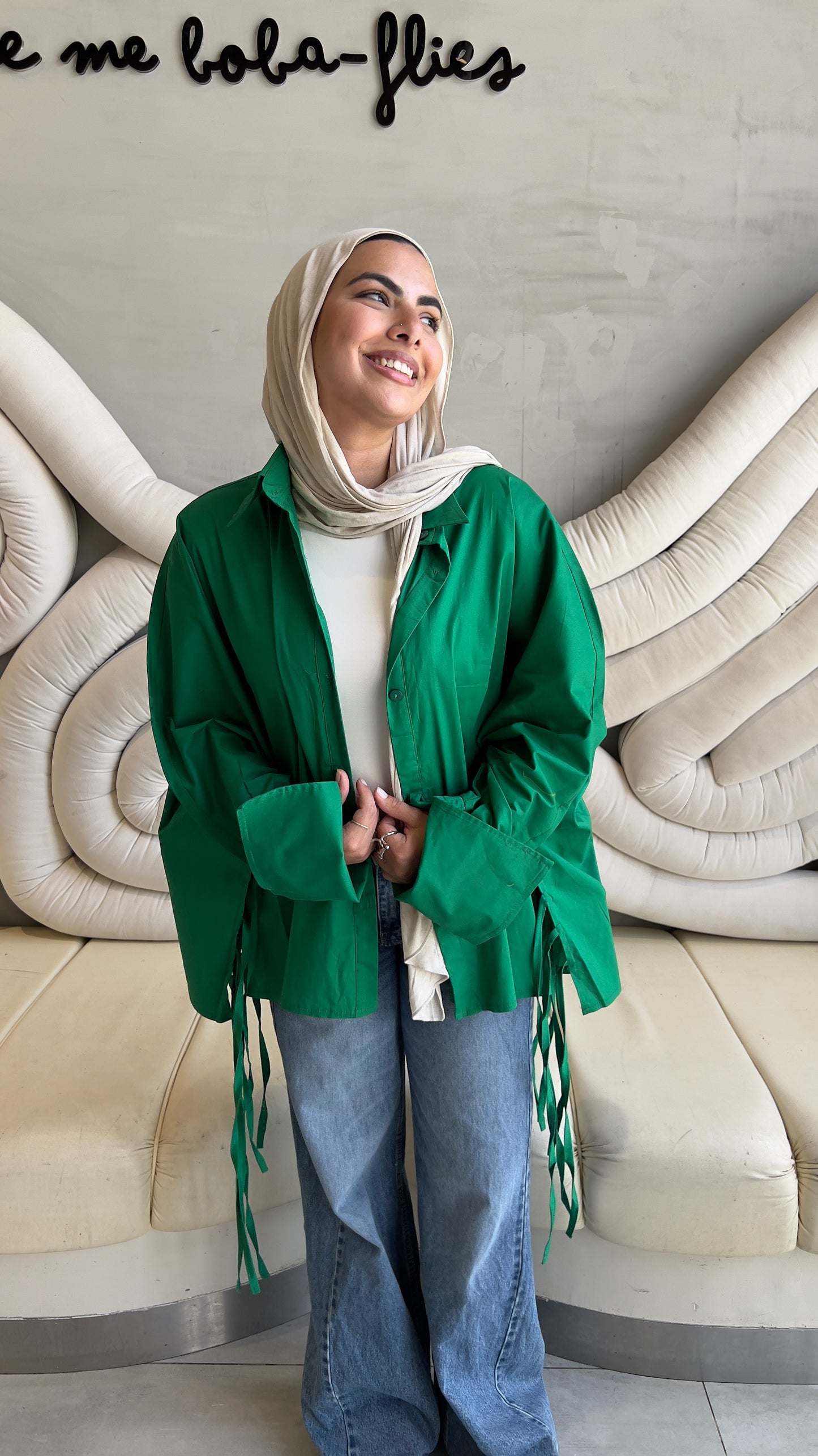 Ribbon Revolt – Oversized Statement Shirt